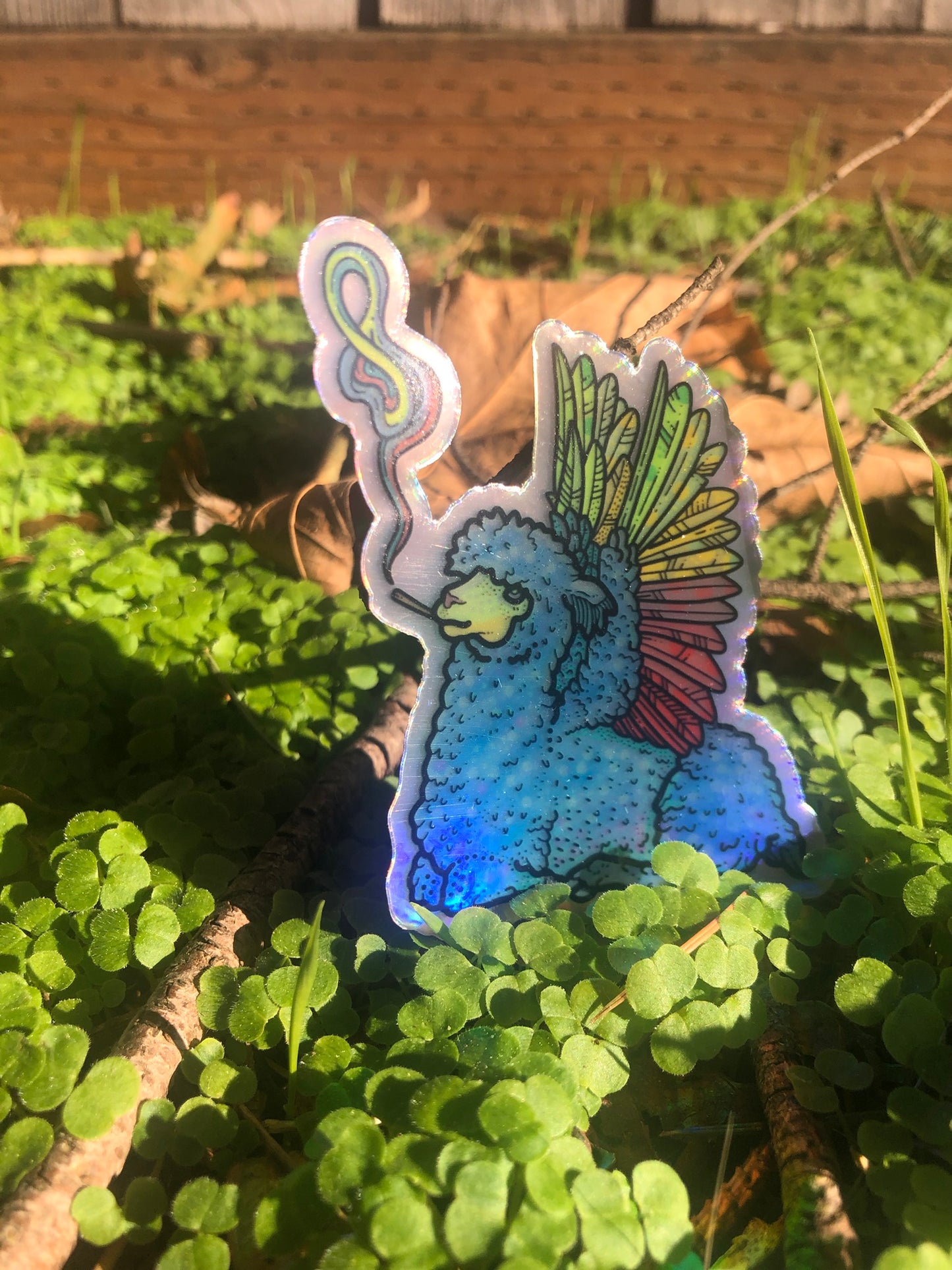 Llama be high on Pride Holographic Sticker